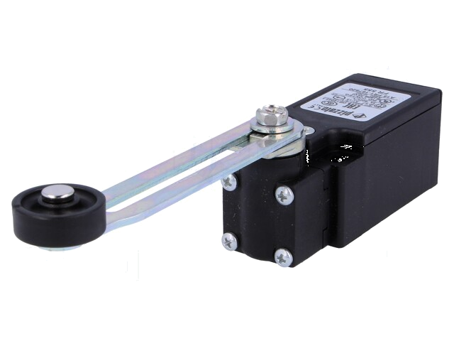 Eindschakelaar; regelbare hendel R 53-112mm, roller Ø20mm Eindschakelaar; regelbare hendel R 53-112mm, roller Ø20mm